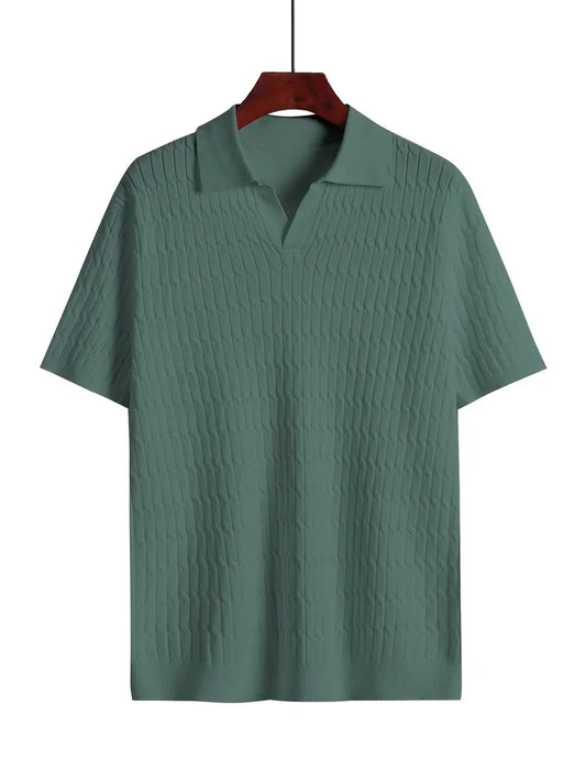 LUSSO SOLID LAPEL T SHIRT